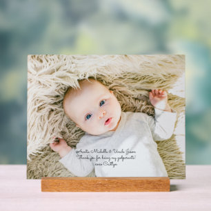 Elegante doop peetouders Dank u met Foto Acryl Bord