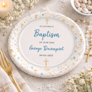 Elegante Doop Religieus Kinderdoopfeestje Papieren Bordje