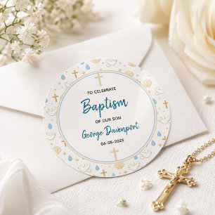 Elegante Doop Religieus Kinderkerstdopfeest Ronde Sticker