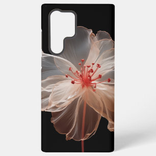 Elegante doorschijnende bloem op zwart samsung galaxy hoesje