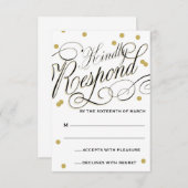 Elegante Dot Gold-respons RSVP Kaartje (Voorkant / Achterkant)