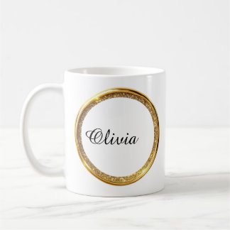 Elegante douane gouden glitter frame naam mok