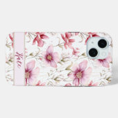 Elegante  douanenaam | Roze Wildbloemen Case-Mate iPhone Case (Achterkant (horizontaal))