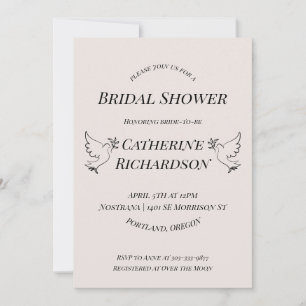Elegante Dove Bruids Douche Uitnodiging