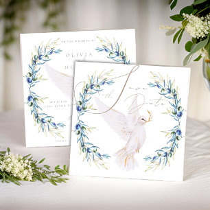 Elegante Dove & Olive Leaves Wedding Save the Date