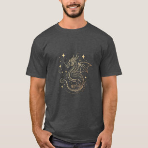 Elegante draak met sterren ontwerp - minimalistisc t-shirt