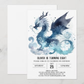 Elegante Dragon Birthday Printable Kaart (Voorkant / Achterkant)