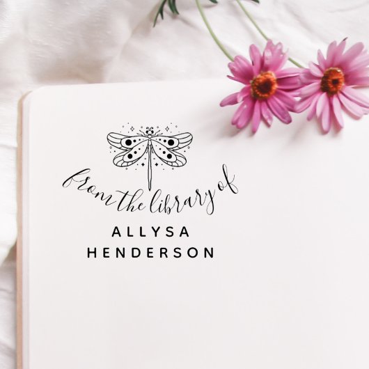 Elegante Dragonfly aangepaste naam uit de biblioth Rubberstempel