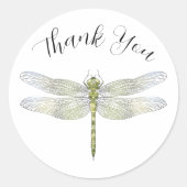 Elegante Dragonfly tekening Ronde Sticker (Voorkant)