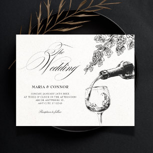Elegante drank wijn bruiloft kaart