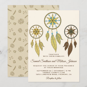 Elegante Dream Catchers Tribal Wedding Invitation Kaart