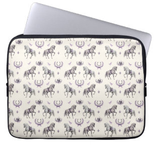 Elegante dressuurpaard & hoefijzer waterverf laptop sleeve