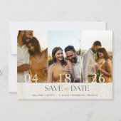 Elegante Drie foto bruiloft Save the Date (Voorkant)