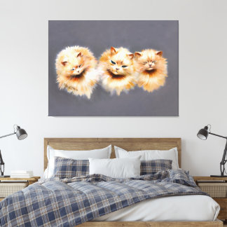 Elegante drie Perzische katten vintage katachtige Canvas Afdruk