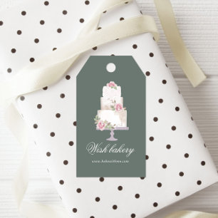 Elegante drie-tier cake Monogram Bakkerij Cadeaulabel
