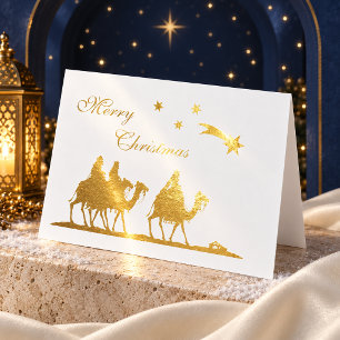 Elegante Drie Wijzen Goud Folie Kerstmis Kaarten
