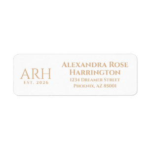 Elegante drieletterige monogram retouradres etiket