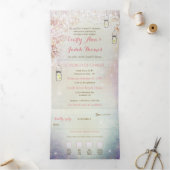 Elegante drievoudige hartvormige blad bruiloft inc drieluik uitnodiging (Binnen)