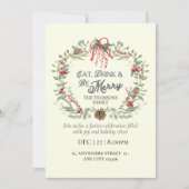 Elegante Drink eten is vrolijk kerstfeest Kaart (Voorkant)