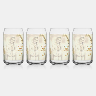 Elegante Drinkset met Maagd Maria Monogram Blikvorm Glas