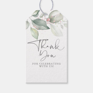 Elegante dromerige roze gouden groen Thank you Cadeaulabel