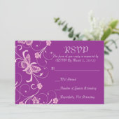 Elegante Droom Paarse Vlinder RSVP-kaart Kaart (Staand voorkant)