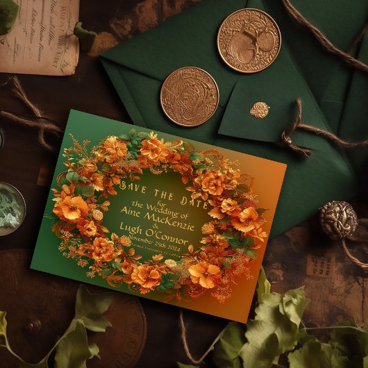 Elegante Druïd Hill Herfst Bloemen Save the Date