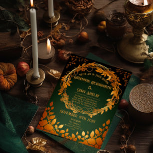 Elegante Druid Hill Herfst Thema Folie Uitnodiging