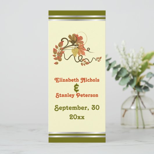 Elegante druiven en bladeren bruiloft programma ka (Staand voorkant)