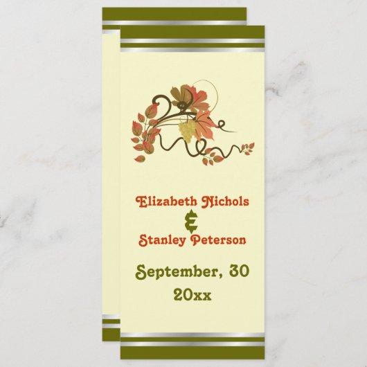 Elegante druiven en bladeren bruiloft programma ka (Voorkant / Achterkant)