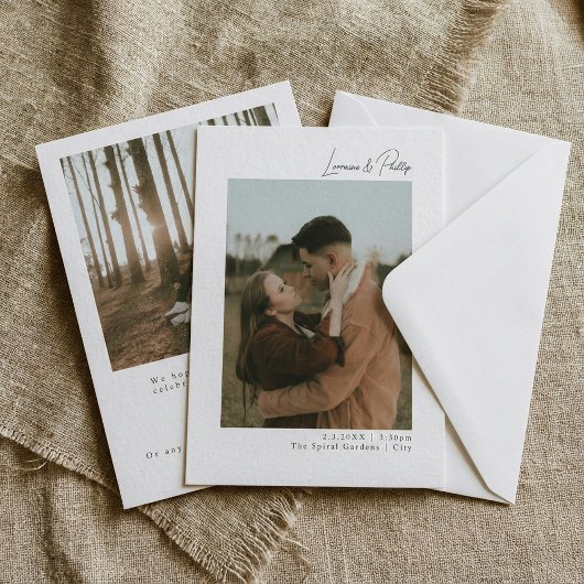 Elegante dubbele foto bruiloft kaart