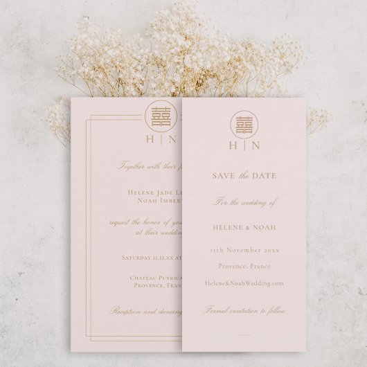 Elegante Dubbele Geluk Roze Moderne Sla de Datum O