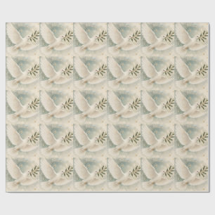 Elegante Duif Kerstmis, Vrede op Aarde Witte stijl Cadeaupapier