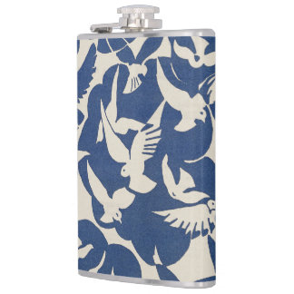 Elegante duiven in wit en blauw heupfles