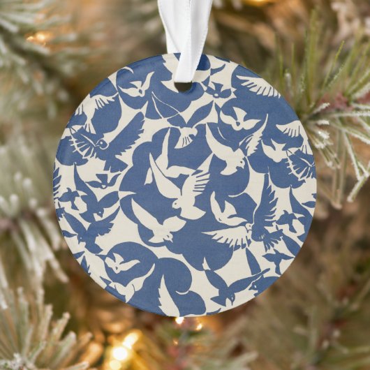 Elegante duiven in wit en blauw ornament (Boom)