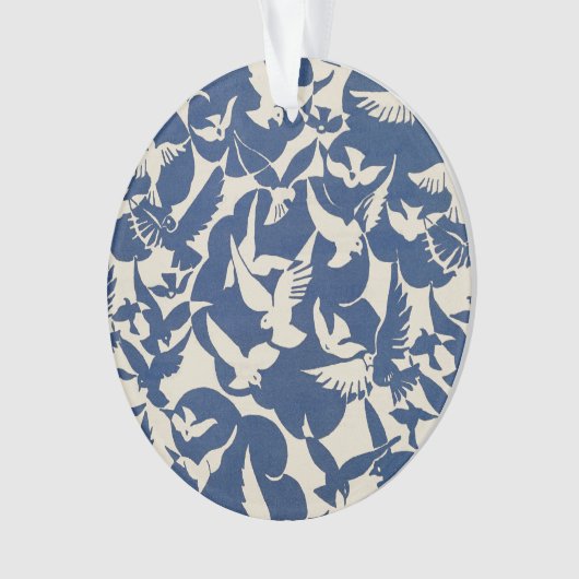 Elegante duiven in wit en blauw ornament (voorkant)