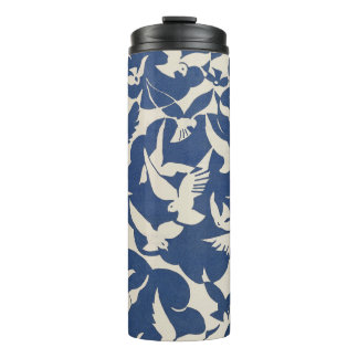 Elegante duiven in wit en blauw thermosbeker