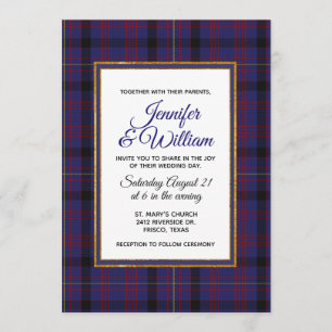 Elegante Dundonald Tartan Plaid bruiloft uitnodigi Kaart