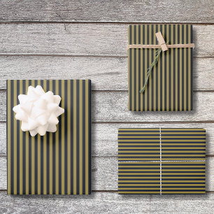 Elegante dunne gouden en marineblauwe verticale st inpakpapier vel