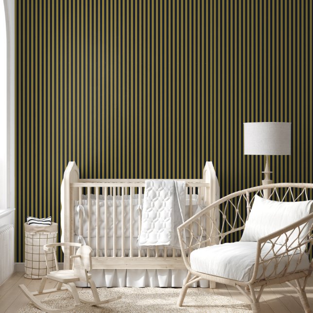 Elegante dunne gouden & marine blauwe verticale st behang (Kinderen)