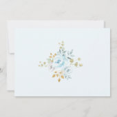 Elegante Dusty Blauw Goud Bloemen Doop Communie Kaart (Achterkant)