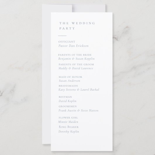 Elegante Dusty blauw Monogram Crest Wedding Progra (Achterkant)