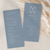 Elegante Dusty blauw Monogram Crest Wedding Progra