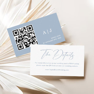 Elegante Dusty Blue and White Wedding Website Informatiekaartje