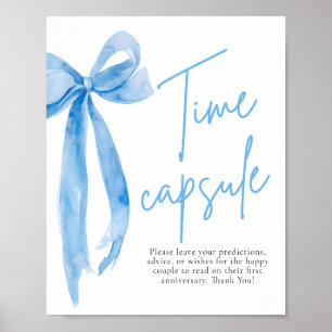 Elegante Dusty Blue Bow Time Capsule Game Sign Poster