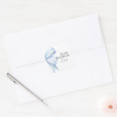 Elegante Dusty Blue Bow Waterverf Baby shower Boy Vierkante Sticker (Envelop)