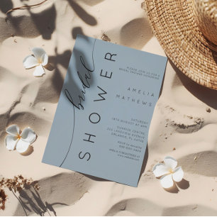 Elégante Dusty Blue Bridal Shower Invitation