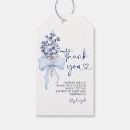 Elegante Dusty Blue Calla Lily Ribbon Bow Favoriet Cadeaulabel