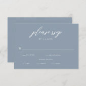 Elégante Dusty Blue Calligraphy Wedding Carte RSVP (Devant / Derrière)