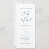 Elegante Dusty Blue Calligraphy Wedding Program Kaart (Voorkant)